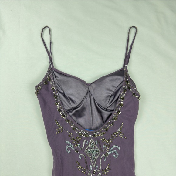 Sue Wong Nocturne Silk Beaded Purple Mini Dress - Picture 10 of 11